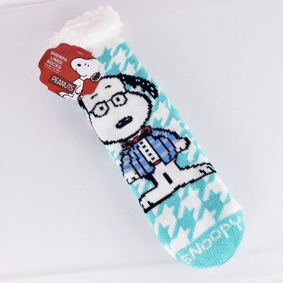 PEANUTS Snoopy Sherpa Lined Non-Slip Slipper Cabin Socks - One Size - Picture 1 of 5